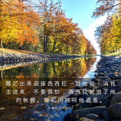 Picture 03 - 士 师 记 4:18 CUVS - 雅 亿 出 来 迎 接 西 西 拉 ， 对 他 - Bible Verse Picture
