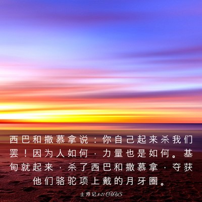 Picture 03 - 士 师 记 8:21 CUVS - 西 巴 和 撒 慕 拿 说 ： 你 自 己 起 - Bible Verse Picture