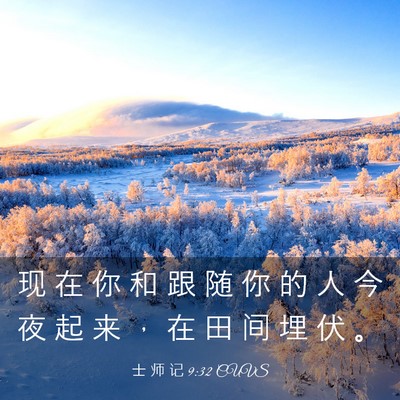 Picture 03 - 士 师 记 9:32 CUVS - 现 在 你 和 跟 随 你 的 人 今 夜 起 - Bible Verse Picture