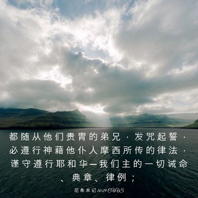 Picture 03 - 尼 希 米 记 10:29 CUVS - 都 随 从 他 们 贵 胄 的 弟 兄 ， 发 - Bible Verse Picture