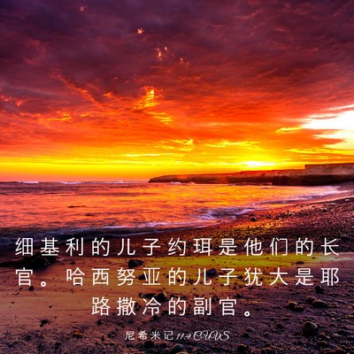 Picture 03 - 尼 希 米 记 11:9 CUVS - 细 基 利 的 儿 子 约 珥 是 他 们 的 - Bible Verse Picture