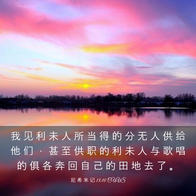 Picture 03 - 尼 希 米 记 13:10 CUVS - 我 见 利 未 人 所 当 得 的 分 无 人 - Bible Verse Picture