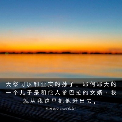 Picture 03 - 尼 希 米 记 13:28 CUVS - 大 祭 司 以 利 亚 实 的 孙 子 、 耶 - Bible Verse Picture