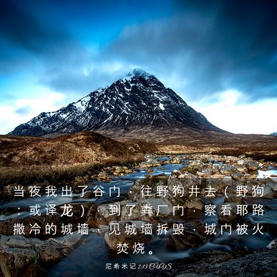 Picture 03 - 尼 希 米 记 2:13 CUVS - 当 夜 我 出 了 谷 门 ， 往 野 狗 井 - Bible Verse Picture