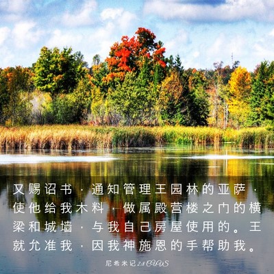 Picture 03 - 尼 希 米 记 2:8 CUVS - 又 赐 诏 书 ， 通 知 管 理 王 园 林 - Bible Verse Picture
