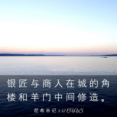 Picture 03 - 尼 希 米 记 3:32 CUVS - 银 匠 与 商 人 在 城 的 角 楼 和 羊 - Bible Verse Picture