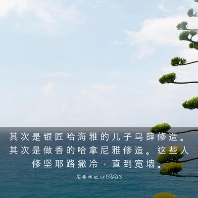 Picture 03 - 尼 希 米 记 3:8 CUVS - 其 次 是 银 匠 哈 海 雅 的 儿 子 乌 - Bible Verse Picture