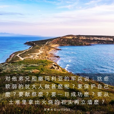 Picture 03 - 尼 希 米 记 4:2 CUVS - 对 他 弟 兄 和 撒 玛 利 亚 的 军 兵 - Bible Verse Picture