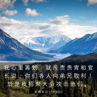 Picture 03 - 尼 希 米 记 5:7 CUVS - 我 心 里 筹 划 ， 就 斥 责 贵 胄 和 - Bible Verse Picture