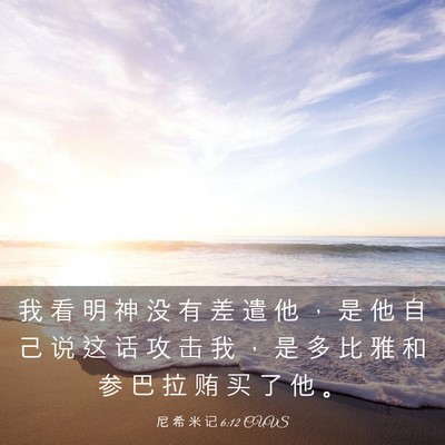 Picture 03 - 尼 希 米 记 6:12 CUVS - 我 看 明 神 没 有 差 遣 他 ， 是 他 - Bible Verse Picture