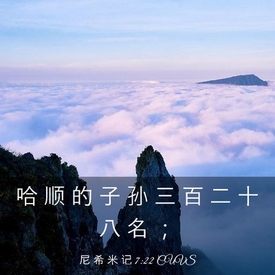 Picture 03 - 尼 希 米 记 7:22 CUVS - 哈 顺 的 子 孙 三 百 二 十 八 名 - Bible Verse Picture
