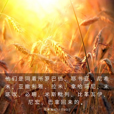 Picture 03 - 尼 希 米 记 7:7 CUVS - 他 们 是 同 着 所 罗 巴 伯 、 耶 书 - Bible Verse Picture