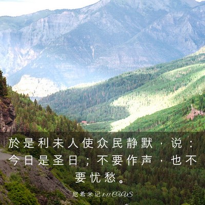 Picture 03 - 尼 希 米 记 8:11 CUVS - 於 是 利 未 人 使 众 民 静 默 ， 说 - Bible Verse Picture