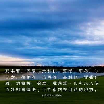 Picture 03 - 尼 希 米 记 8:7 CUVS - 耶 书 亚 、 巴 尼 、 示 利 比 、 雅 - Bible Verse Picture