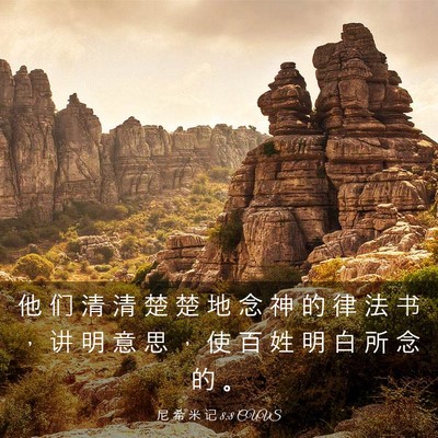 Picture 03 - 尼 希 米 记 8:8 CUVS - 他 们 清 清 楚 楚 地 念 神 的 律 法 - Bible Verse Picture