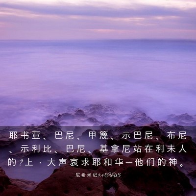 Picture 03 - 尼 希 米 记 9:4 CUVS - 耶 书 亚 、 巴 尼 、 甲 篾 、 示 巴 - Bible Verse Picture