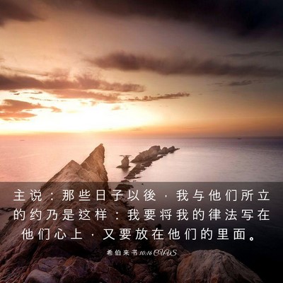 Picture 03 - 希 伯 来 书 10:16 CUVS - 主 说 ： 那 些 日 子 以 後 ， 我 与 - Bible Verse Picture
