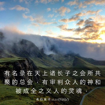 Picture 03 - 希 伯 来 书 12:23 CUVS - 有 名 录 在 天 上 诸 长 子 之 会 所 - Bible Verse Picture