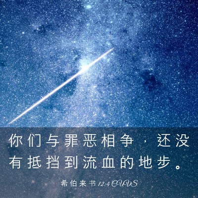 Picture 03 - 希 伯 来 书 12:4 CUVS - 你 们 与 罪 恶 相 争 ， 还 没 有 抵 - Bible Verse Picture