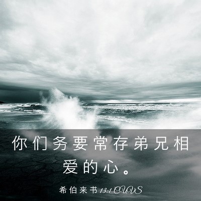 Picture 03 - 希 伯 来 书 13:1 CUVS - 你 们 务 要 常 存 弟 兄 相 爱 的 心 - Bible Verse Picture
