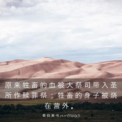 Picture 03 - 希 伯 来 书 13:11 CUVS - 原 来 牲 畜 的 血 被 大 祭 司 带 入 - Bible Verse Picture