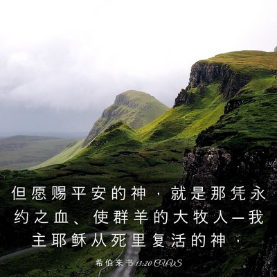 Picture 03 - 希 伯 来 书 13:20 CUVS - 但 愿 赐 平 安 的 神 ， 就 是 那 凭 - Bible Verse Picture