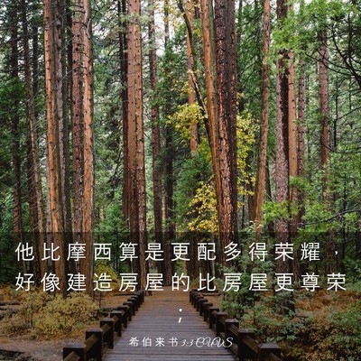 Picture 03 - 希 伯 来 书 3:3 CUVS - 他 比 摩 西 算 是 更 配 多 得 荣 耀 - Bible Verse Picture