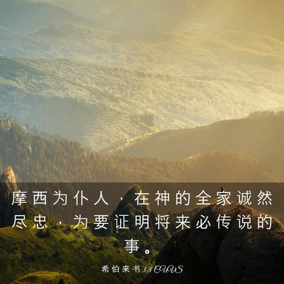 Picture 03 - 希 伯 来 书 3:5 CUVS - 摩 西 为 仆 人 ， 在 神 的 全 家 诚 - Bible Verse Picture