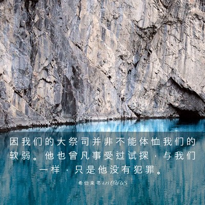 Picture 03 - 希 伯 来 书 4:15 CUVS - 因 我 们 的 大 祭 司 并 非 不 能 体 - Bible Verse Picture