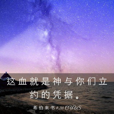 Picture 03 - 希 伯 来 书 9:20 CUVS - 这 血 就 是 神 与 你 们 立 约 的 凭 - Bible Verse Picture