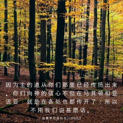 Picture 03 - 帖 撒 罗 尼 迦 前 书 1:8 CUVS - 因 为 主 的 道 从 你 们 那 里 已 经 - Bible Verse Picture