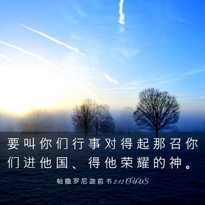 Picture 03 - 帖 撒 罗 尼 迦 前 书 2:12 CUVS - 要 叫 你 们 行 事 对 得 起 那 召 你 - Bible Verse Picture