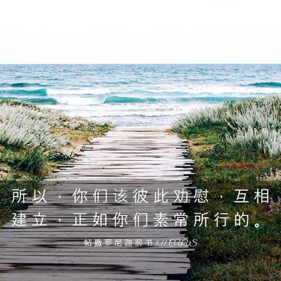 Picture 03 - 帖 撒 罗 尼 迦 前 书 5:11 CUVS - 所 以 ， 你 们 该 彼 此 劝 慰 ， 互 - Bible Verse Picture