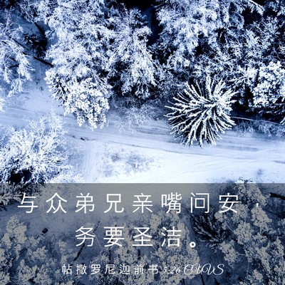 Picture 03 - 帖 撒 罗 尼 迦 前 书 5:26 CUVS - 与 众 弟 兄 亲 嘴 问 安 ， 务 要 圣 - Bible Verse Picture