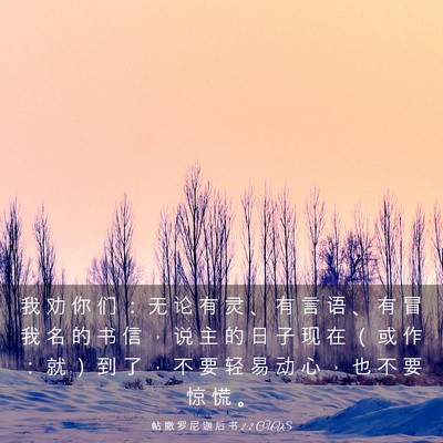 Picture 03 - 帖 撒 罗 尼 迦 后 书 2:2 CUVS - 我 劝 你 们 ： 无 论 有 灵 、 有 言 - Bible Verse Picture