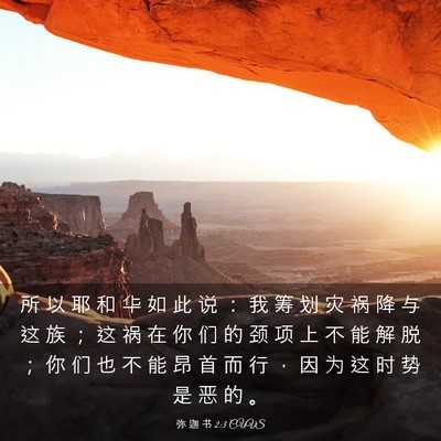 Picture 03 - 弥 迦 书 2:3 CUVS - 所 以 耶 和 华 如 此 说 ： 我 筹 划 - Bible Verse Picture