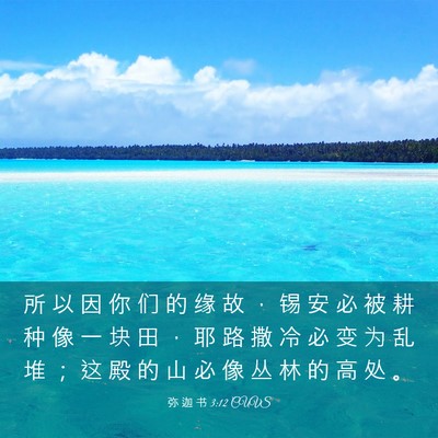 Picture 03 - 弥 迦 书 3:12 CUVS - 所 以 因 你 们 的 缘 故 ， 锡 安 必 - Bible Verse Picture