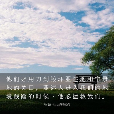 Picture 03 - 弥 迦 书 5:6 CUVS - 他 们 必 用 刀 剑 毁 坏 亚 述 地 和 - Bible Verse Picture
