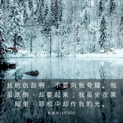 Picture 03 - 弥 迦 书 7:8 CUVS - 我 的 仇 敌 啊 ， 不 要 向 我 夸 耀 - Bible Verse Picture
