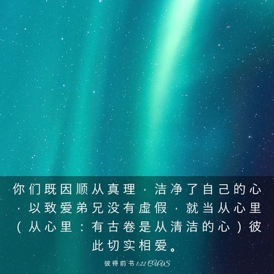 Picture 03 - 彼 得 前 书 1:22 CUVS - 你 们 既 因 顺 从 真 理 ， 洁 净 了 - Bible Verse Picture