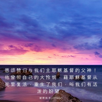 Picture 03 - 彼 得 前 书 1:3 CUVS - 愿 颂 赞 归 与 我 们 主 耶 稣 基 督 - Bible Verse Picture
