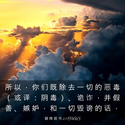 Picture 03 - 彼 得 前 书 2:1 CUVS - 所 以 ， 你 们 既 除 去 一 切 的 恶 - Bible Verse Picture