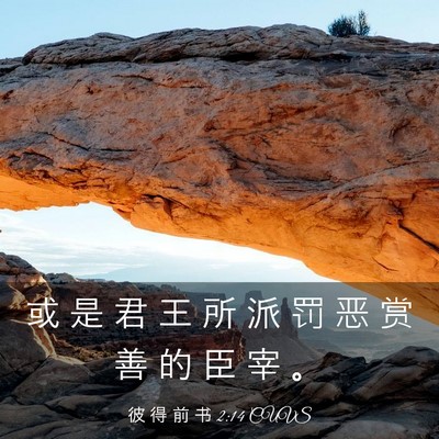 Picture 03 - 彼 得 前 书 2:14 CUVS - 或 是 君 王 所 派 罚 恶 赏 善 的 臣 - Bible Verse Picture