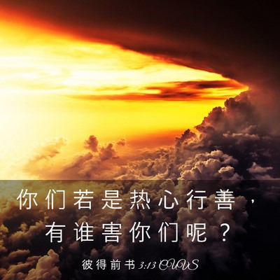 Picture 03 - 彼 得 前 书 3:13 CUVS - 你 们 若 是 热 心 行 善 ， 有 谁 害 - Bible Verse Picture