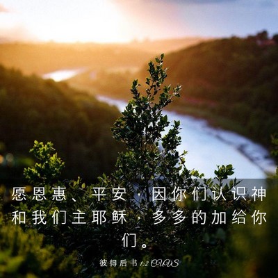 Picture 03 - 彼 得 后 书 1:2 CUVS - 愿 恩 惠 、 平 安 ， 因 你 们 认 识 - Bible Verse Picture