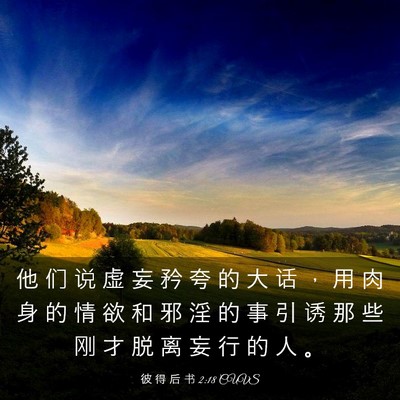 Picture 03 - 彼 得 后 书 2:18 CUVS - 他 们 说 虚 妄 矜 夸 的 大 话 ， 用 - Bible Verse Picture
