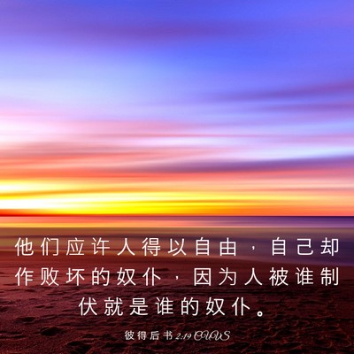 Picture 03 - 彼 得 后 书 2:19 CUVS - 他 们 应 许 人 得 以 自 由 ， 自 己 - Bible Verse Picture
