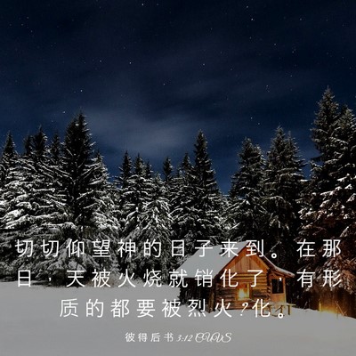 Picture 03 - 彼 得 后 书 3:12 CUVS - 切 切 仰 望 神 的 日 子 来 到 。 在 - Bible Verse Picture