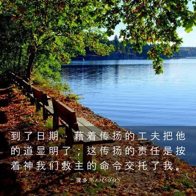 Picture 03 - 提 多 书 1:3 CUVS - 到 了 日 期 ， 藉 着 传 扬 的 工 夫 - Bible Verse Picture