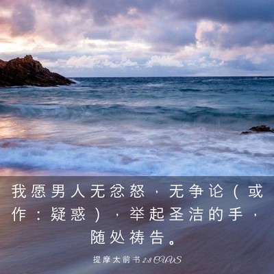 Picture 03 - 提 摩 太 前 书 2:8 CUVS - 我 愿 男 人 无 忿 怒 ， 无 争 论 （ - Bible Verse Picture